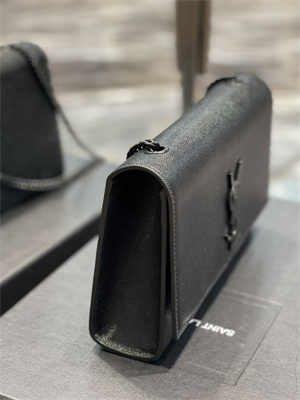 Y.S.L KATE MEDIUM IN GRAIN DE POUDRE EMBOSSED Leather Black Tone Metal Black Color