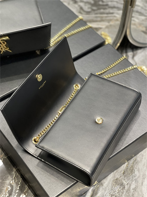 Y.S.L KATE MEDIUM IN SMOOTH Leather Gold Tone Metal Black Color