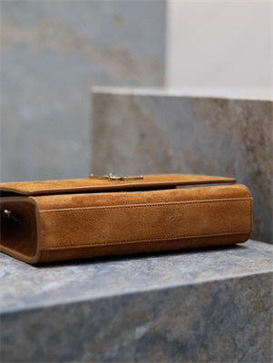 Y.S.L KATE MEDIUM IN Suede Leather Gold Tone Metal Caramel Color