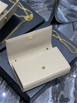 Y.S.L KATE MEDIUM IN GRAIN DE POUDRE EMBOSSED Leather Gold Tone Metal Beige Color