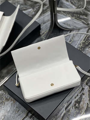 Y.S.L KATE 99 IN QUILTED NAPPA LAMBSKIN LEATHER White Color Gold Tone Metal