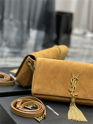 Y.S.L KATE 99 IN SUEDE LEATHER Brown Color Gold Tone Metal