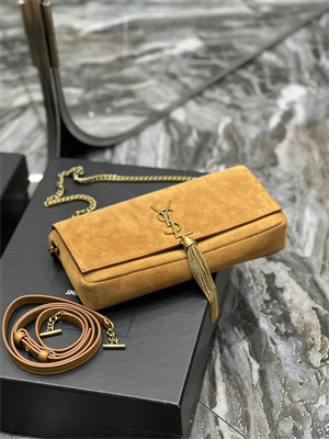 Y.S.L KATE 99 IN SUEDE LEATHER Brown Color Gold Tone Metal