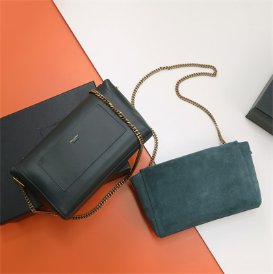 Y.S.L REVERSIBLE KATE MEDIUM Gold Tone Metal Dk Blue Color