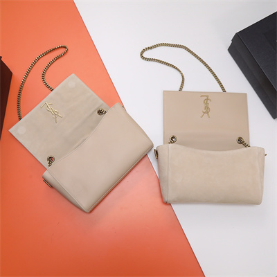 Y.S.L REVERSIBLE KATE MEDIUM Gold Tone Metal Lt Beige Color