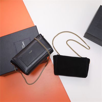 Y.S.L REVERSIBLE KATE SMALL Gold Tone Metal Black Color