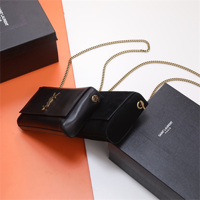 Y.S.L REVERSIBLE KATE SMALL Gold Tone Metal Black Color