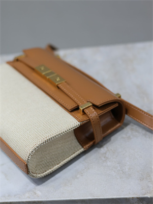 Y.S.L MANHATTAN MINI Crossbody Bag In Cotton Canvas and Shinny Leather