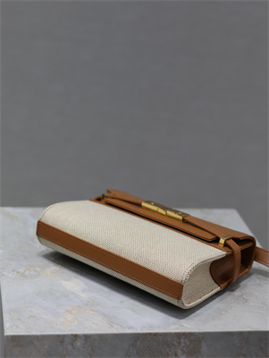 Y.S.L MANHATTAN MINI Crossbody Bag In Cotton Canvas and Shinny Leather