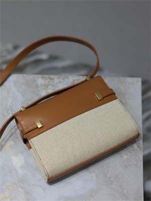 Y.S.L MANHATTAN MINI Crossbody Bag In Cotton Canvas and Shinny Leather