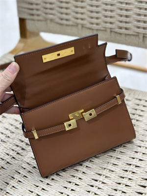 y.s.l manhattan mini crossbody bag in box Sa**t Lau*nt brown color