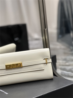 Y.S.L MANHATTAN CLUTCH IN BOX SAINT LAUREN Leather White Color