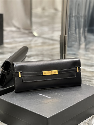 Y.S.L MANHATTAN CLUTCH IN BOX SAINT LAUREN Leather Black Color