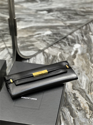 Y.S.L MANHATTAN CLUTCH IN BOX SAINT LAUREN Leather Black Color