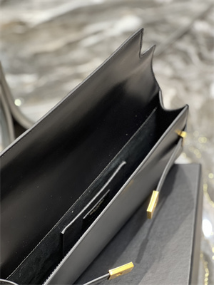 Y.S.L MANHATTAN CLUTCH IN BOX SAINT LAUREN Leather Black Color