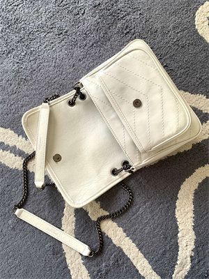 Y.S.L NIKI BABY In Vintage Leather White Color