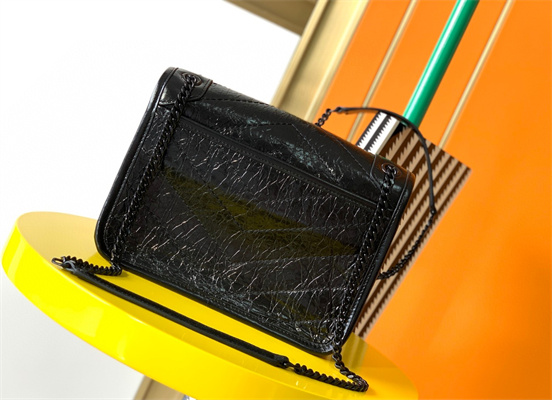 Y.S.L NIKI BABY In Vintage Leather All Black Color