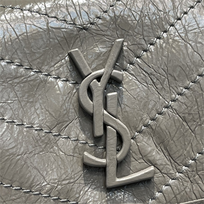 Y.S.L NIKI BABY In Vintage Leather Grey Color