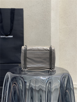 Y.S.L NIKI BABY In Vintage Leather Grey Color