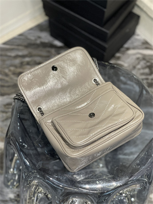 Y.S.L NIKI BABY In Vintage Leather Grey Color