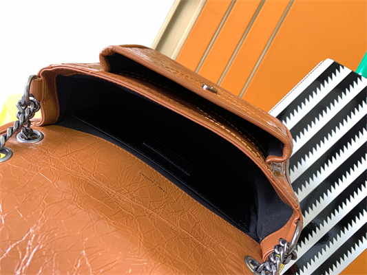 Y.S.L NIKI BABY In Vintage Leather Brown Color