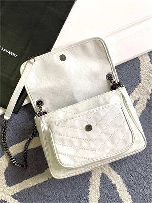 Y.S.L NIKI MEDIUM In Vintage Leather White Color