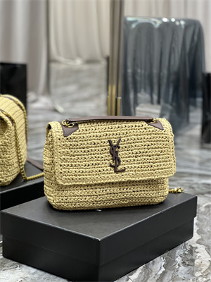 Y.S.L NIKI MEDIUM In Raffia and Leather Beige Color