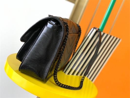 Y.S.L NIKI MEDIUM In Vintage Leather All Black Color