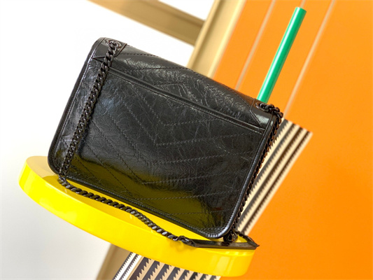 Y.S.L NIKI MEDIUM In Vintage Leather All Black Color