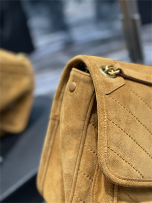 Y.S.L NIKI MEDIUM In Suede Leather Brown Color