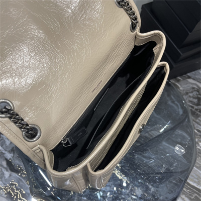 Y.S.L NIKI MEDIUM In Vintage Leather Greyish Brown Color