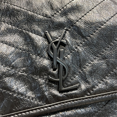 Y.S.L NIKI LARGE In Vintage Leather All Black Color