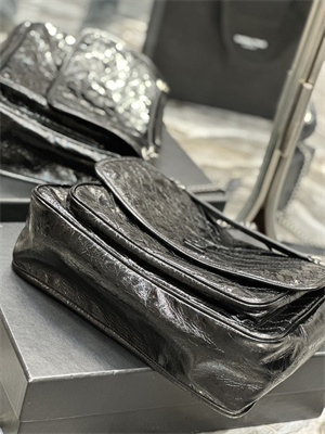 Y.S.L NIKI LARGE In Vintage Leather Black-Silver Color