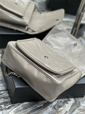 Y.S.L NIKI LARGE In Vintage Leather Grey Color