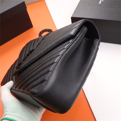 Y.S.L COLLEGE LARGE BAG IN QUILTED Leather Black Tone Metal Black Color