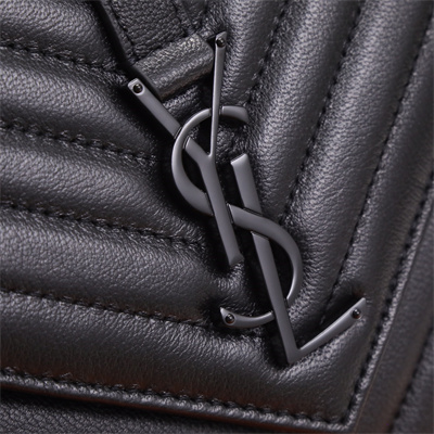 Y.S.L COLLEGE LARGE BAG IN QUILTED Leather Black Tone Metal Black Color