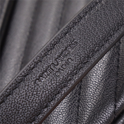 Y.S.L COLLEGE LARGE BAG IN QUILTED Leather Silver Tone Metal Black Color