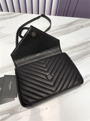 Y.S.L COLLEGE MEDIUM BAG IN QUILTED LEATHER Black Tone Metal Black Color