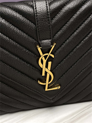Y.S.L COLLEGE MEDIUM BAG IN QUILTED LEATHER Gold Tone Metal Black Color