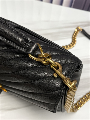 Y.S.L COLLEGE MEDIUM BAG IN QUILTED LEATHER Gold Tone Metal Black Color