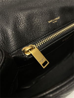 Y.S.L COLLEGE MEDIUM BAG IN QUILTED LEATHER Gold Tone Metal Black Color