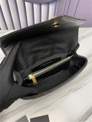 Y.S.L COLLEGE MEDIUM BAG IN QUILTED LEATHER Gold Tone Metal Black Color