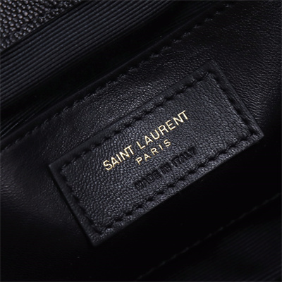 Y.S.L ENVELOPE SMALL IN QUILTED GRAIN DE POUDRE EMBOSSED LEATHER Gold Tone Metal Black Color