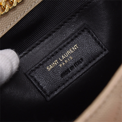 Y.S.L ENVELOPE SMALL IN QUILTED GRAIN DE POUDRE EMBOSSED LEATHER Gold Tone Metal Nude Color