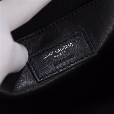 Y.S.L ENVELOPE MEDIUM IN QUILTED GRAIN DE POUDRE EMBOSSED LEATHER Black Tone Metal Black Color