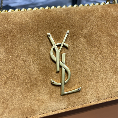Y.S.L Sunset MEDIUM Bag In Suede and Smooth Leather Gold Tone Metal Brown Color