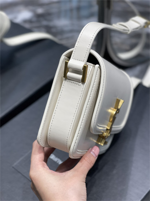 Y.S.L SOLFERINO SMALL SATCHEL IN BOX SAINT LAUREN Gold Tone Metal White Color