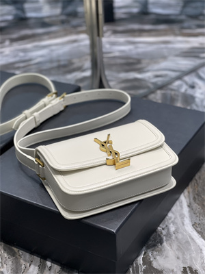 Y.S.L SOLFERINO SMALL SATCHEL IN BOX SAINT LAUREN Gold Tone Metal White Color