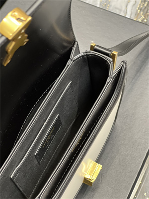 Y.S.L SOLFERINO SMALL SATCHEL IN BOX SAINT LAUREN Gold Tone Metal White/Black Color