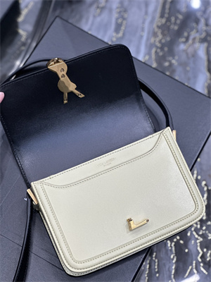 Y.S.L SOLFERINO SMALL SATCHEL IN BOX SAINT LAUREN Gold Tone Metal Black/Pale Yellow Color
